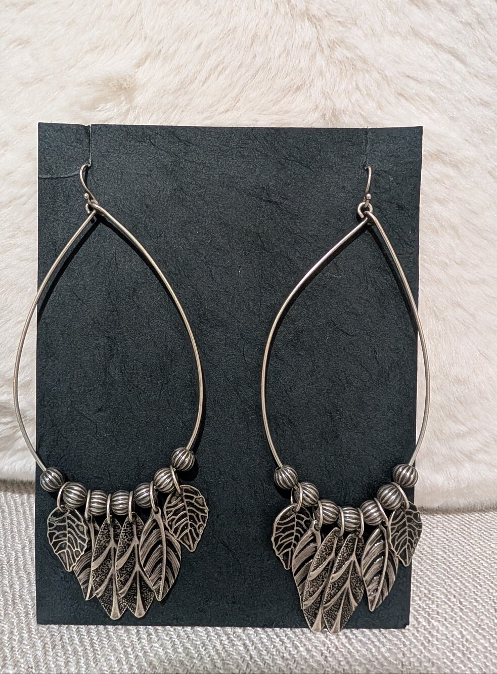 Custom Made 925 Silver Leaf Drop Earrings